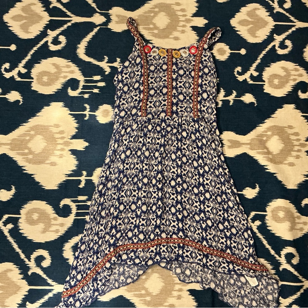 Bohemian Blue and White Patterned Dress